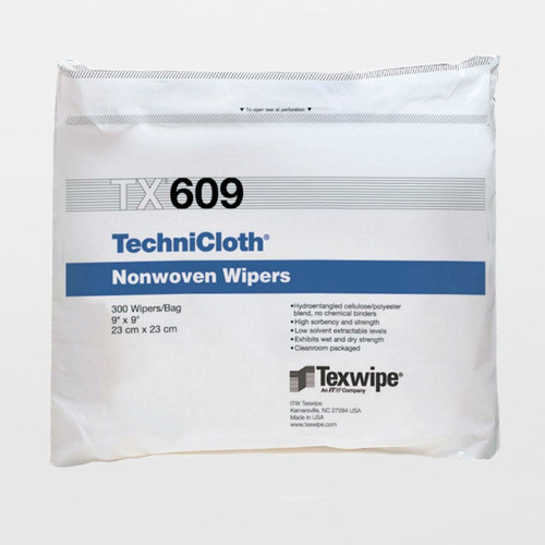 TechniCloth Cleanroom Wipe 300 Count Bag 9 X 9 Inch NonSterile Disposable, TX609, Case of 3000