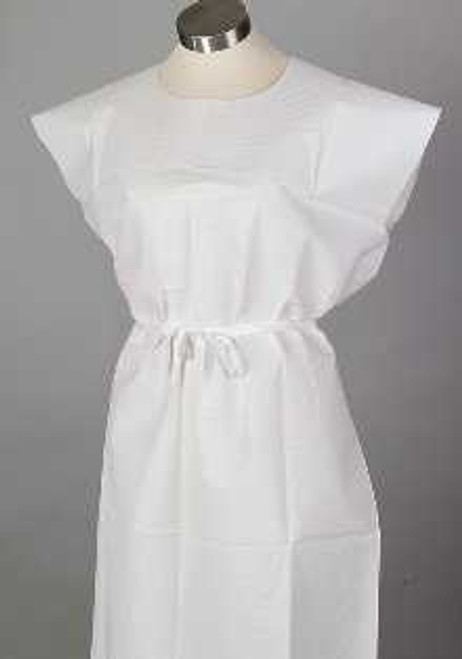 Patient Exam Gown TIDI® Medium White Disposable 910420 Case of 50 910420 Tidi® 355673_CS