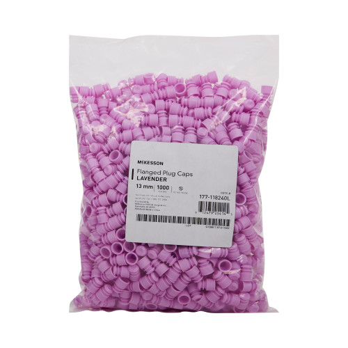 McKesson Tube Closure Flanged Plug Cap Lavender 13 mm, NonSterile, 177-118240L, Bag of 1000