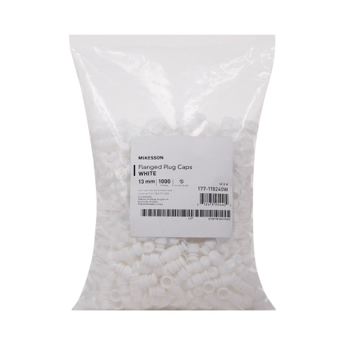 McKesson Tube Closure Flanged Plug Cap White 13 mm, NonSterile, 177-118240W, Case of 20000