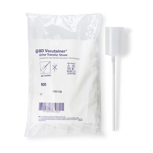 Vacutainer Urine Transfer Straw FOr BD Vacutainer Urine Collection System 364966 Box of 100