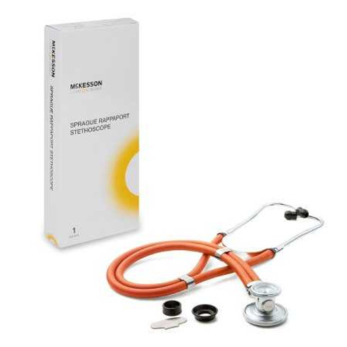 Sprague Stethoscope McKesson Orange 2-Tube 22 Inch Tube Double Sided Chestpiece 641NOMM Pack of 1 641NOMM McKesson 1089448_EA