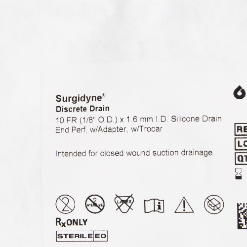 McKesson Brand Wound Drain Tube Round Type With Trocar Round Perforated Channel Type 10 Fr. Size Sterile, 370017, Pack of 1