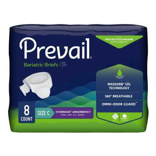 Unisex Adult Incontinence Brief Prevail® Bariatric Size C Disposable Heavy Absorbency PV-110 Bag of 1 PV-110 Prevail® Bariatric 1194077_BG