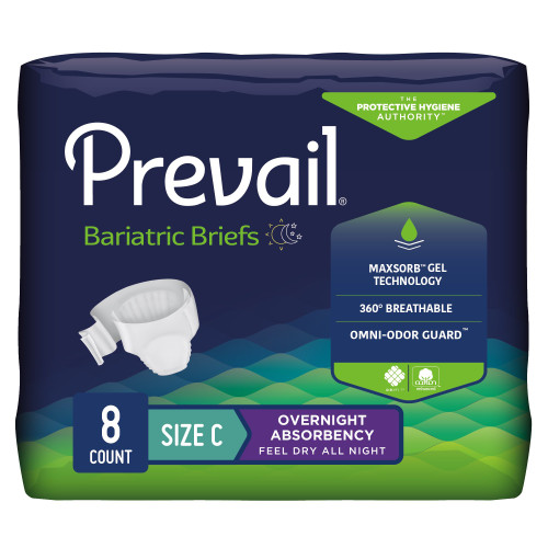 Prevail Bariatric Incontinence Brief Adult Bariatric Size C Unisex Disposable Heavy Absorbency, PV-110, Bag of 1