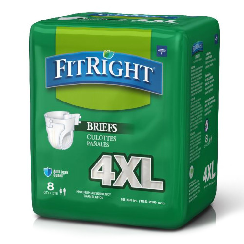 FitRight Bariatric Incontinence Brief Adult 4X-Large Unisex Disposable Heavy Absorbency, BARIBRIEF, Case of 32