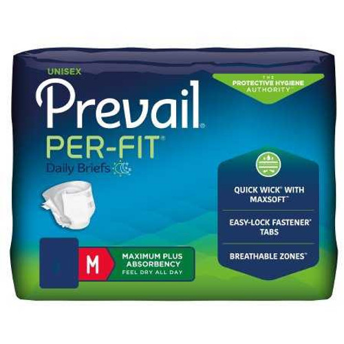 Unisex Adult Incontinence Brief Prevail® Per-Fit® Medium Disposable Heavy Absorbency PF-012/2 Case of 80 PF-012/2 Prevail® Per-Fit® 1234415_CS