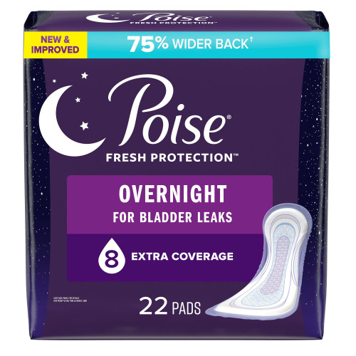 Poise Fresh Protection Overnight Bladder Control Pad 5.3 Inch Length Heavy Absorbency Sodium Polyacrylate Core One Size Fits Most, 54943, Pack of 22