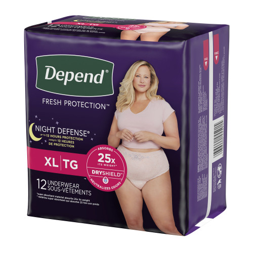 Depend Night Defense Absorbent Underwear Waistband Style Adult X-Large Female Disposable Heavy Absorbency, 55154, Case of 48