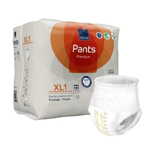 Abena Premium Pants XL1 Absorbent Underwear Pull On with Tear Away Seams Adult X-Large Unisex Disposable Heavy Absorbency, 1000021328, Case of 96