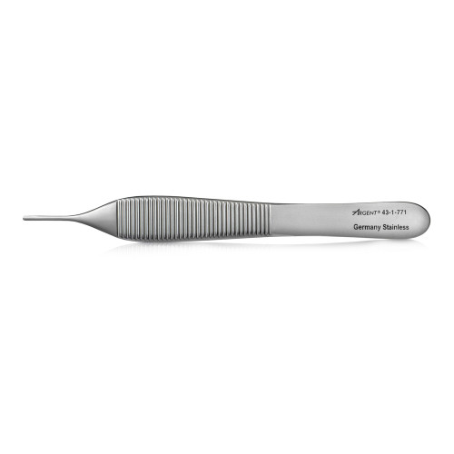 Dressing Forceps McKesson Argent Adson 4-3/4 Inch Length Surgical Grade Stainless Steel NonSterile NonLocking Thumb Handle Straight Serrated Tips 43-1-771 Pack of 1