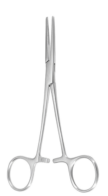 Hemostatic Forceps McKesson Argent Kelly 5-1/2 Inch Length Surgical Grade Stainless Steel NonSterile Ratchet Lock Finger Ring Handle Straight 43-1-436 Pack of 1