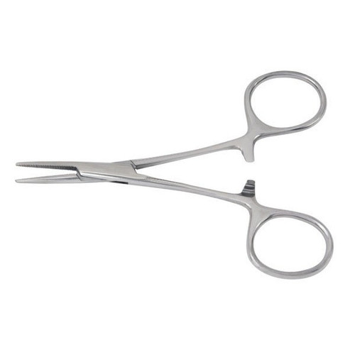 Hemostatic Forceps McKesson Halsted-Mosquito 5 Inch Length Office Grade Stainless Steel NonSterile Ratchet Lock Finger Ring Handle Curved 43-2-431 Pack of 1