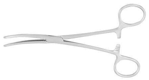 Hemostatic Forceps McKesson Rochester-Pean 6-1/4 Inch Length Office Grade Stainless Steel NonSterile Ratchet Lock Finger Ring Handle Curved 43-2-477 Pack of 1 43-2-477 McKesson 487551_EA