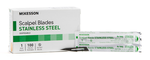 Surgical Blade McKesson Stainless Steel No. 11 Sterile Disposable Individually Wrapped 1641 Box of 1