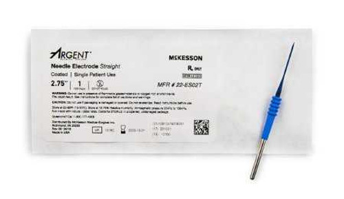 Needle Electrode McKesson Argent™ Coated Stainless Steel Straight Needle Tip Disposable Sterile 22-ES02T Box of 12 22-ES02T McKesson Argent™ 1018822_BX