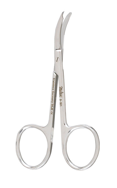 Suture Scissors McKesson Argent Shortbent 3-1/2 Inch Surgical Grade German Stainless Steel NonSterile Finger Ring Handle Curved Blunt Tip / Blunt Tip 43-1-101 Pack of 1