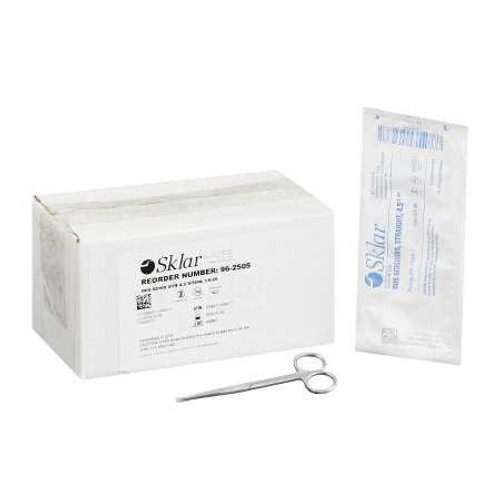 Iris Scissors Econo™ 4-1/2 Inch Length Floor Grade Stainless Steel Sterile Finger Ring Handle Straight Sharp Tip / Sharp Tip 96-2505 Box of 25 96-2505 Econo™ 362817_BX