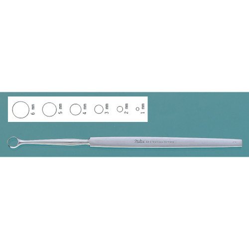 Dermal Curette Miltex Fox 5-1/2 Inch Length Flat Handle 4 mm Tip Semi-Sharp Loop Tip 33-4 Pack of 1