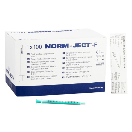 Tuberculin Syringe Norm-Ject 1 mL Luer Slip Tip, NJ-9166017-02 Box of 100