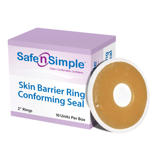 Skin Barrier Ring Safe-n'Simple Moldable, Standard Wear Adhesive without Tape Without Flange Universal System Hydrocolloid 2 Inch Diameter SNS684U2 Case of 160