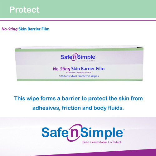Safe N Simple No-Sting Skin Barrier Wipe 60% / 20% Strength Purified Water / Polyvinylpyrrolidone / Glycerin / Propylene Glycol Individual Packet Sterile, SNS80744, Case of 10000