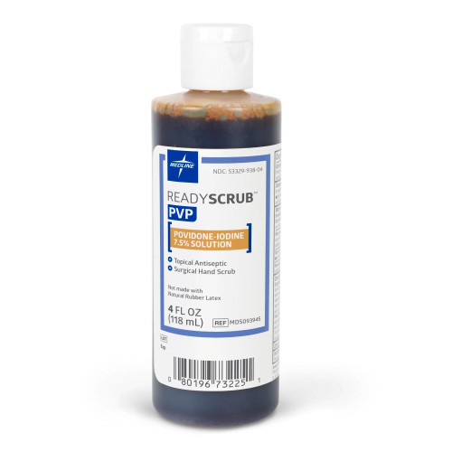 ReadyScrub Surgical Scrub Solution 4 oz. Bottle 7.5% Strength Povidone-Iodine NonSterile, MDS093945, Case of 48