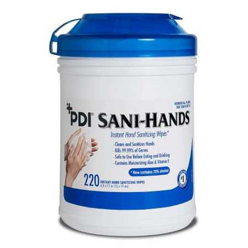 Hand Sanitizing Wipe Sani-Hands® 220 Count Ethyl Alcohol Wipe Canister P15984 Case of 6 P15984 Sani-Hands® 1211820_CS Hand Sanitizing Wipe Sani-Hands® 220 Count Ethyl Alcohol Wipe Canister P15984 Case of 6 P15984 Sani-Hands® 1211820_CS