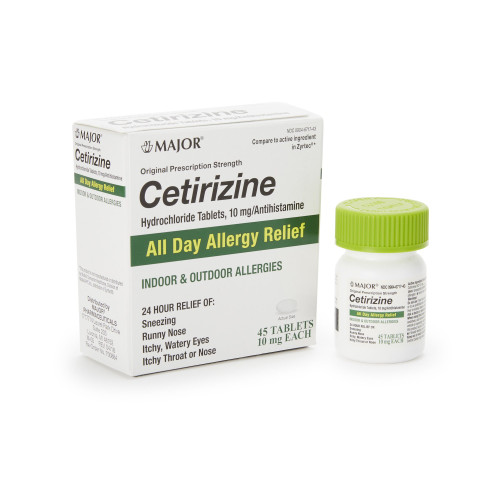 Major Cetirizine HCl 10 mg Tablet Bottle 45 Tablets Bottle of 1