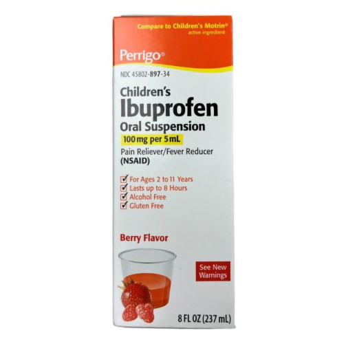 Perrigo Children's Pain Relief 100 mg / 5 mL Strength Ibuprofen Oral Suspension 4 oz., 45802089726, Pack of 1
