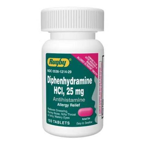 Diphenhydramine HCl 25 mg Tablet Bottle 100 Tablets 00536121429 Bottle of 1 00536121429 MAJOR PHARMACEUTICALS 1137738_BT Diphenhydramine HCl 25 mg Tablet Bottle 100 Tablets 00536121429 Bottle of 1 00536121429 MAJOR PHARMACEUTICALS 1137738_BT