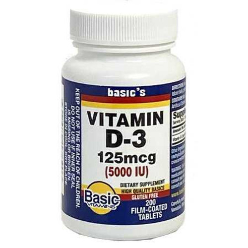 Vitamin Supplement Vitamin D3 5000 IU Strength Tablet 200 per Bottle 30761017840 Pack of 1 30761017840 Basic Drug 999253_EA