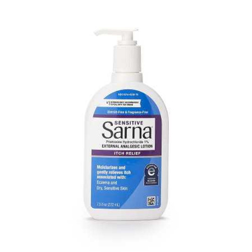 Itch Relief Sarna ® Sensitive 1% Strength Lotion 7.5 oz. Bottle 30316023075 Pack of 1 30316023075 Sarna ® Sensitive 1149273_EA Itch Relief Sarna ® Sensitive 1% Strength Lotion 7.5 oz. Bottle 30316023075 Pack of 1 30316023075 Sarna ® Sensitive 1149273_EA
