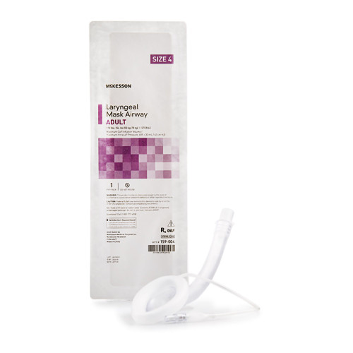 Curved Laryngeal Mask McKesson 30 mL Cuff Size 4 Single Patient Use 159-004 Case of 50