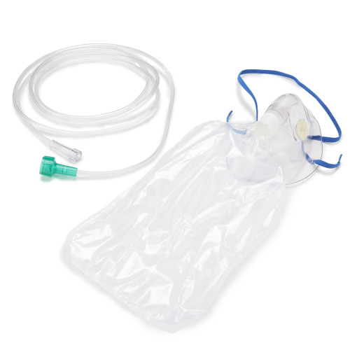 McKesson NonRebreather Oxygen Mask Elongated Style Adult One Size Fits Most Adjustable Head Strap, 3228-E, Case of 50