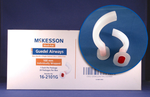 Guedel Oropharyngeal Airway McKesson 60 mm Length 16-261G Box of 24