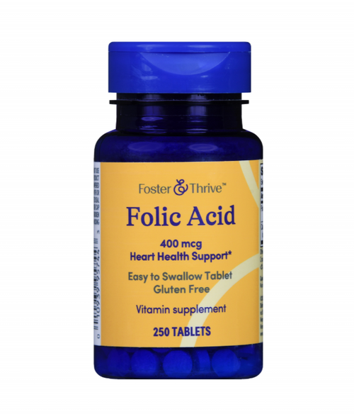 Vitamin Supplement Foster & Thrive™ Folic Acid 400 mcg Strength Tablet 250 per Bottle 01093995744 Bottle of 1 01093995744 Foster & Thrive™ 1238896_BT