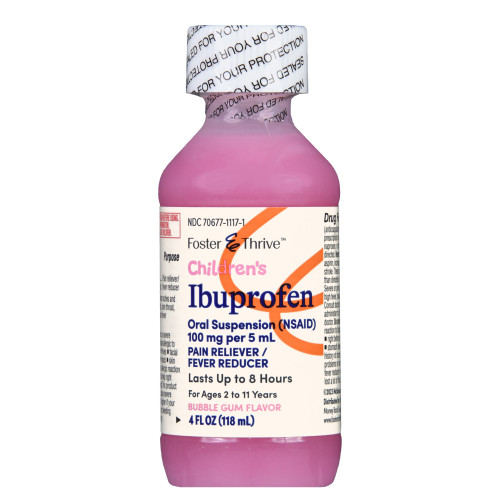Foster & Thrive Children's Pain Relief 100 mg / 5 mL Strength Ibuprofen Oral Suspension 4 oz., 70677111701, Bottle of 1