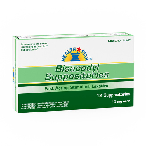 Laxative Geri-Care Suppository 12 per Box 10 mg Strength Bisacodyl USP 444-12-HST Box of 12