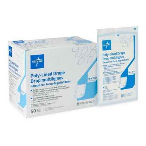 General Purpose Drape Medline Exam Drape 18 x 26 Inch Sterile NON21003 Box of 50 NON21003 MEDLINE 1228944_BX