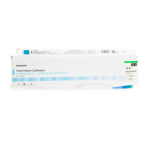 Urethral Catheter McKesson Straight Tip Hydrophilic Coated PVC 14 Fr. 16 in, 16-MH1614 Box of 30