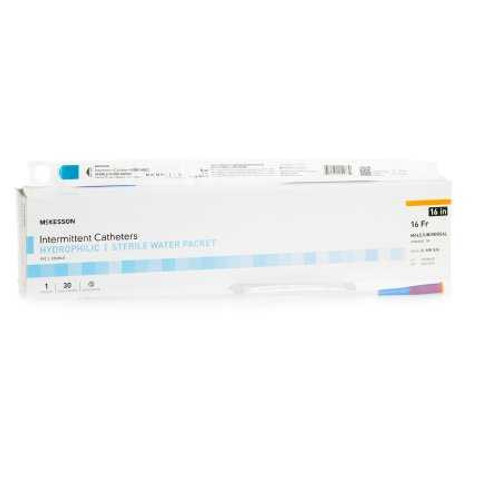 Urethral Catheter McKesson Straight Tip Hydrophilic Coated PVC 16 Fr. 16 Inch 16-MH1616 Box of 30 16-MH1616 McKesson 1135728_BX