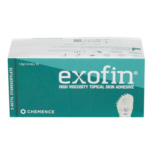 Exofin Skin Adhesive 1 mL High Viscosity Precision Applicator Tip 2-Octyl Cyanoacrylate, EX70410, Box of 10