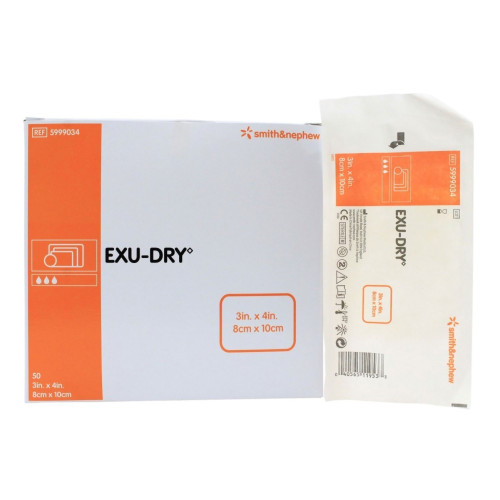 EXU-DRY Anti-Shear Super Absorbent Dressing 3 X 4 Inch Rectangle, 5999034, Pack of 1