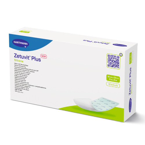 Zetuvit Plus Silicone Super Absorbent Dressing Silicone Adhesive 4 X 8 Inch Rectangle, 413813, Pack of 1