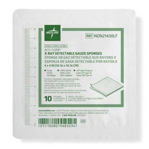 Gauze Sponge Accu-Sorb® 4 x 4 Inch 10 per Tray Sterile 16-Ply Square NON21430LF Tray/10 NON21430LF Accu-Sorb® 439746_TR