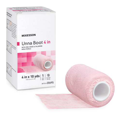 McKesson Unna Boot Zinc Oxide / Calamine 4 Inch X 10 Yard, 2069S, Pack of 1