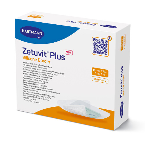 Zetuvit Plus Silicone Border Super Absorbent Dressing Silicone Adhesive 6 X 6 Inch Square, 413903, Pack of 1