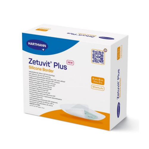 Zetuvit Plus Silicone Border with Water Repellent Backing, 3 x 3'', Sterile, Sample Pack of 1