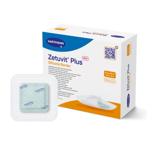 Zetuvit Plus Silicone Border Super Absorbent Dressing Silicone Adhesive 3 X 3 Inch Square, 413900, Pack of 1